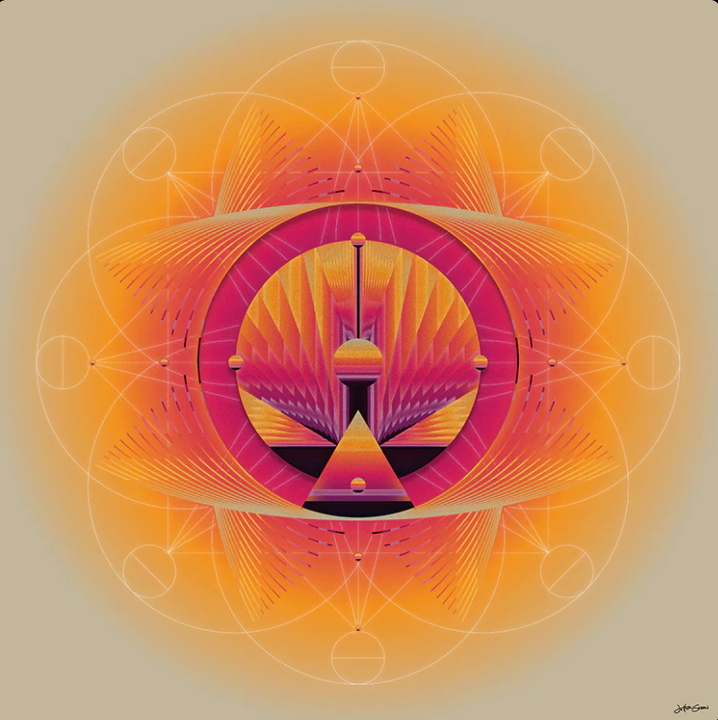 Circular harmonic sacred geometry artwork titled Resonant